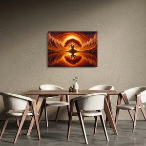 Sklenený obraz – Strom v krvavom slnku (70x50 cm)