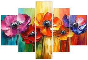 Obraz - Päť pestrofarebných kvetov (150x105 cm)