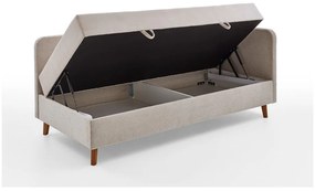 Béžová čalúnená jednolôžková posteľ s úložným priestorom 90x200 cm Cabana – Meise Möbel