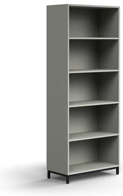 Knižnica QBUS, 4 police, na nožičkách, 2020x800x400 mm, čierna, svetlošedá