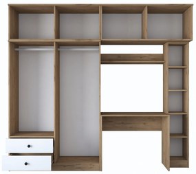 Sada dětského nábytku Baren s psacím stolem, šatní skříní a regálem bílá/ořech