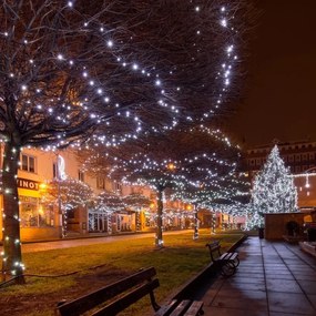 DECOLED Svetelná reťaz LED FLASH, 20 m, ľadovo biela, 120 diód, IP67, čierny kábel