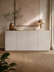 Komoda Elivo 200 cm štvordverová - kašmír / olejovaný dub