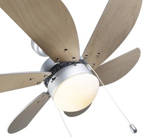 Stropný ventilátor oceľový s potlačou dreva 80 cm s ťahovým spínačom - Fresh