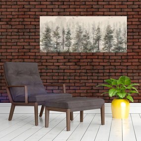 Obraz - Borovicový les I., aquarel (120x50 cm)