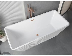 Mexen Tava, voľne stojaca ryhovaná vaňa 170 x 75 cm, biela lesklá, medený matný prepad, 52851707500-65