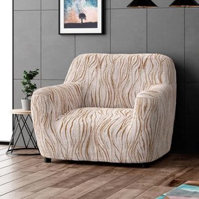 Bielastické poťahy UNIVERSO NOVÉ žíhané béžové kreslo (š. 60 - 110 cm)