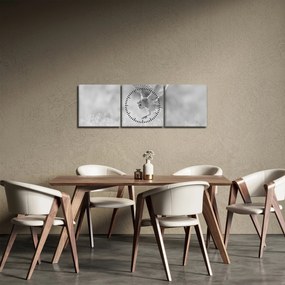 Obraz - Sova v poli (s hodinami) (90x30 cm)