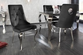 Stolička Modern Barock - čierny zamat - strieborný detail
