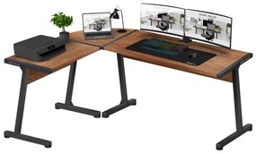 Rohový PC stolík Legend 5.5 (čierna + orech). Akcia -20%. Vlastná spoľahlivá doprava až k Vám domov. 1087584