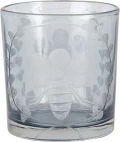 Sklenený svietnik na čajovú sviečku s motívom včely - 7 * 8 cm