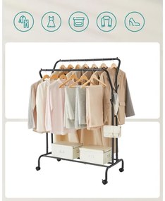 Mobilný stojanový vešiak LINEA čierny