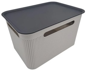 Úložný box s rúčkami BRISEN 16 l, 36 x 26,2 x 21 cm, biely S vekom / Bez veka: Bez veka