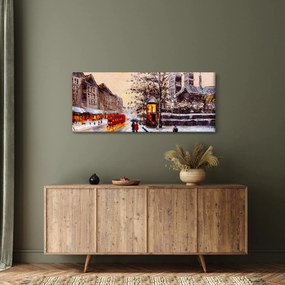 Obraz - Maľba zimného mesta (120x50 cm)