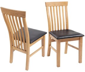 Jedálenské stoličky 2 ks, dubový masív a umelá koža