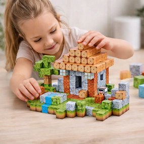 LEAN Toys Magnetické stavebné kocky Štvorcový svet 3D 312 el.