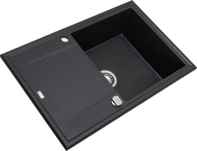 Laveo Megalo, 1-komorový granitový drez 780x500x185 mm, čierna škvrnitá, LAV-SBE_711T