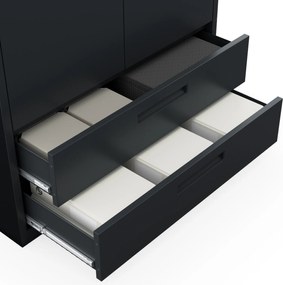 Modulárna kovová multifunkčná skriňa s dvoma zásuvkami antracitová MEGAN 1950 x 900 x 400 mm