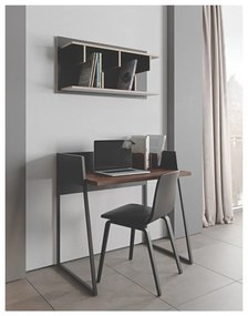 Čierny pracovný stôl s detailmi v dekore orechového dreva TemaHome Volga