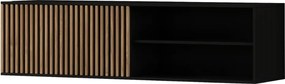 AKCIA Závesný TV stolík MEORATI 150x40 cm, čierna/dub artisan II. trieda