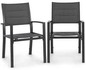 Torremolinos, záhradné stoličky, 2 ks, hliník, ComfortMesh, tmavosivé