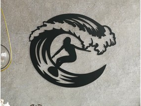 drevko Drevená nálepka na stenu Surfistka Rozmer obrazu: 27,5 x 32,5 cm, Farba dekorácie: Čierna