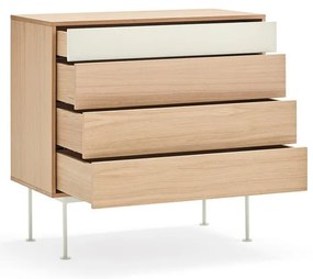 Krémovobiela komoda v dubovom dekore so zásuvkami Teulat Yoko