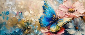 Obraz - Maľba kvetov a motýľov (120x50 cm)