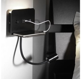 ONLI - LED Flexibilná lampička s policou a USB nabíjaním PLAK LED/1W/230V čierna