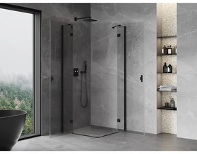 Mexen Mist-H Duo, 2-krídlový výklopný sprchový kút 95 x 95 cm, číre sklo, čierny profil, 8A5-095L-095P-70-00
