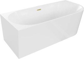 Mexen Mia Rohová Akrylátová Vaňa Ľavá 160x80 cm, Biela, Zlatý Prepad