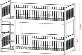 Detská poschodová posteľ s Montessori lôžkom z masívu borovice BOLEK - 200x90 cm - PRÍRODNÁ