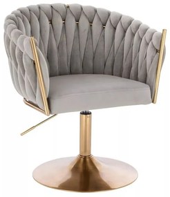 LuxuryForm DESIGN Stolička NORDEN VELUR na zlatom tanieri - svetlosivá