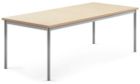 Stôl SONITUS, 1800x800x600 mm, linoleum - béžová, strieborná