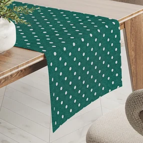 Biante Dekoračný behúň na stôl Leona LN-024 Biele bodky na petrolejovom 35x180 cm