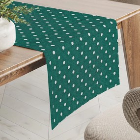 Biante Dekoračný behúň na stôl Leona LN-024 Biele bodky na petrolejovom 45x180 cm