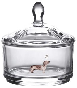 Sklenená dóza s jazvečíkom Dachshund Love - Ø 9*9cm