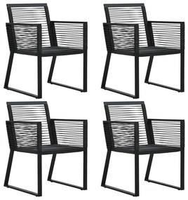 vidaXL Záhradné stoličky 4 ks, s povrázkami, ratan, čierne