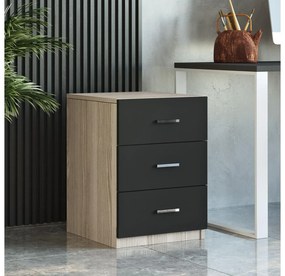 Komoda Vincent 3 (dub + čierna). Akcia -18%. Vlastná spoľahlivá doprava až k Vám domov. 1106443