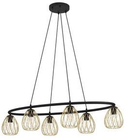 Eglo 390092 - Luster na lanku JAZMINIA 6xE27/40W/230V čierna/zlatá