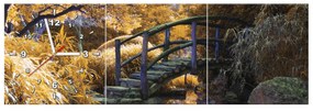Gario Obraz s hodinami Zlatá Japonská záhrada - 3 dielny Rozmery: 90 x 30 cm