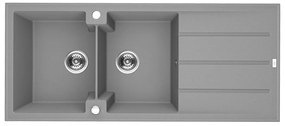 Laveo Canaria, 2-komorový granitový drez 1160x500x207 mm, šedá, LAV-SPC_521T