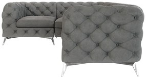 Sivá zamatová rohová pohovka (ľavý roh/do L) Chelsea – Ropez