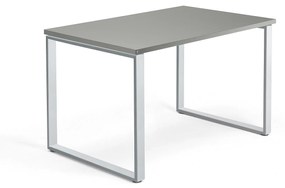 Kancelársky stôl QBUS, O-rám, 1200x800 mm, strieborná, svetlošedá