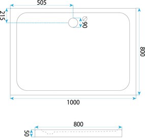 Rea Belmond, akrylová sprchová vanička 100x80x5 cm, biela lesklá, REA-K4372