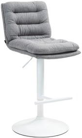 Barová stolička Damar - látka, biely rám - šedá