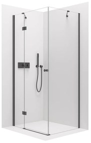 Cerano Marino, sprchovací kút 120(dvere) x 70(stena) x 190 cm, 6mm číre sklo, čierny profil, CER-CER-422898