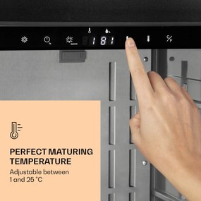 Klarstein Steakhouse Pro 98 Onyx, chladnička na zrenie mäsa, 1 zóna, 98 l, 1-25°C, dotykový displej, panoramatické okno