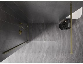 Mexen Kioto-X, sprchová zástena 100 x 200 cm, 10mm číre sklo, zlatý matný profil, 800-100-101-55-00-X