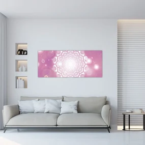Obraz mandaly v ružovom pozadí (120x50 cm)